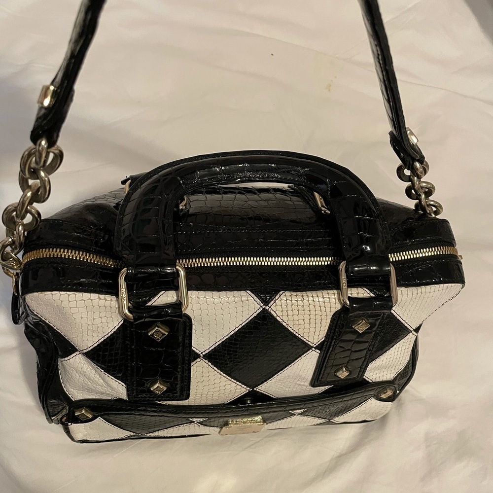 MCM Jacquard Black & White croc & snake skin bag.